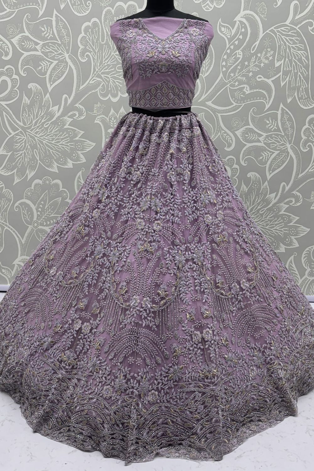 Pink Net Lehenga Choli - SFANJ3219