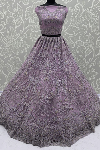 Pink Net Lehenga Choli - SFANJ3219