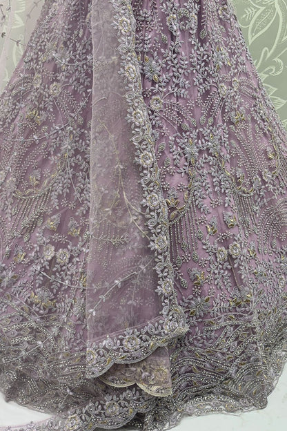 Pink Net Lehenga Choli - SFANJ3219