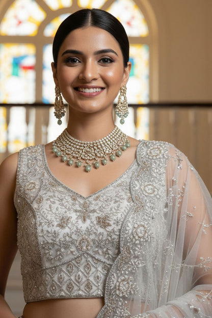 White Net Lehenga Choli - SFANJ3220