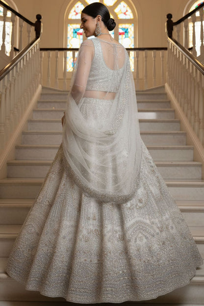 White Net Lehenga Choli - SFANJ3220