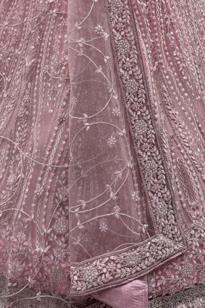 Pink Net Lehenga Choli - SFANJ3221