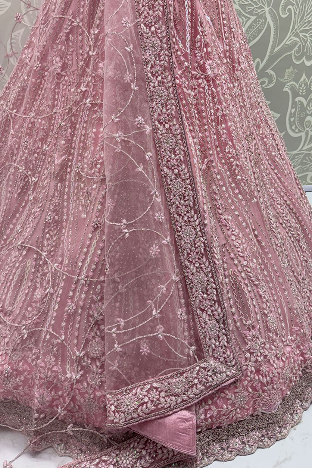 Pink Net Lehenga Choli - SFANJ3221