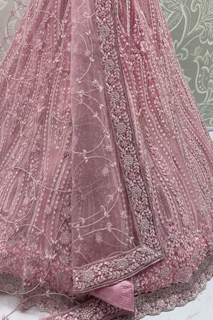 Pink Net Lehenga Choli - SFANJ3221