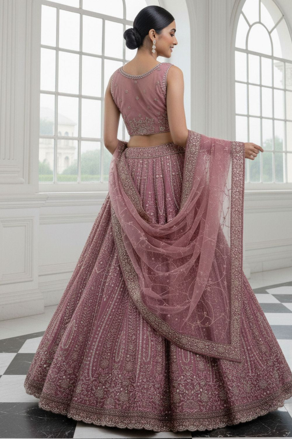 Pink Net Lehenga Choli - SFANJ3222