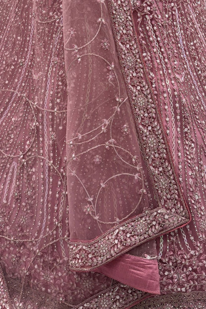 Pink Net Lehenga Choli - SFANJ3222