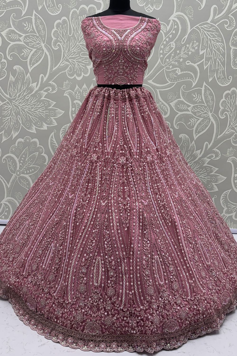 Pink Net Lehenga Choli - SFANJ3222