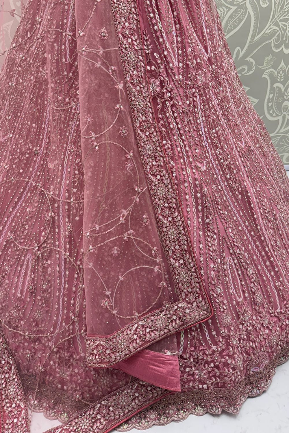 Pink Net Lehenga Choli - SFANJ3222