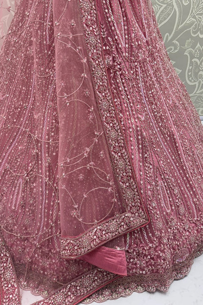Pink Net Lehenga Choli - SFANJ3222