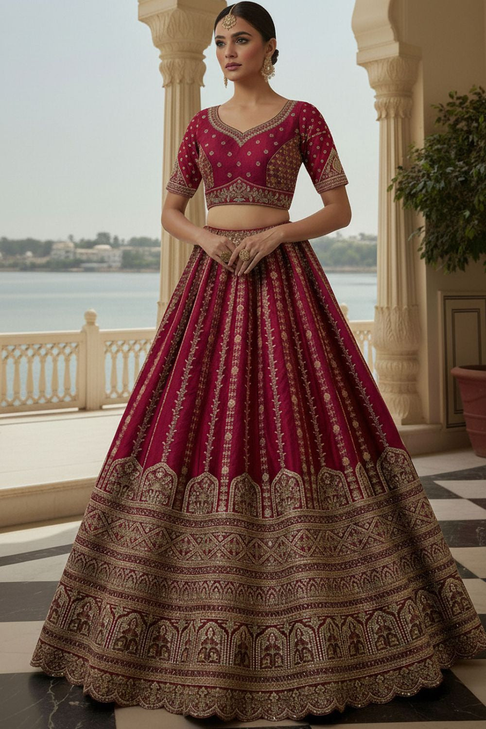 Pink Silk Lehenga Choli - SFANJ3223
