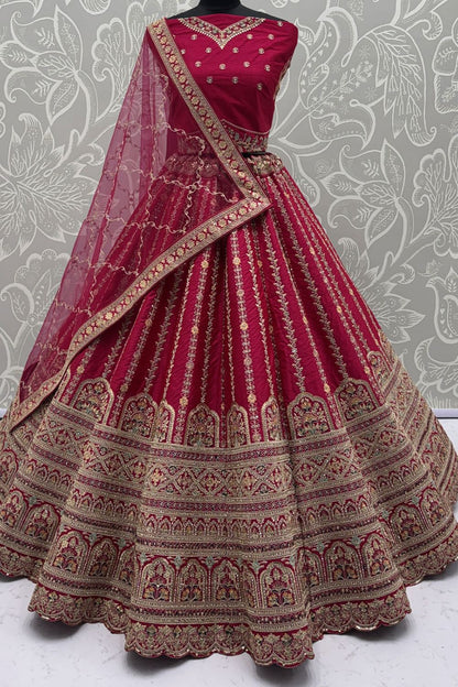 Pink Silk Lehenga Choli - SFANJ3223