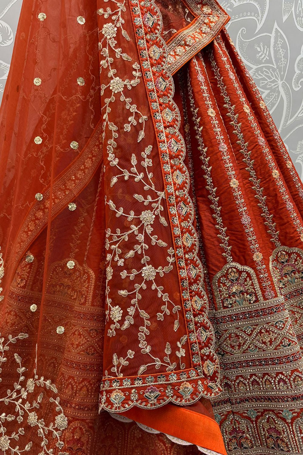 Orange Silk Lehenga Choli - SFANJ3224