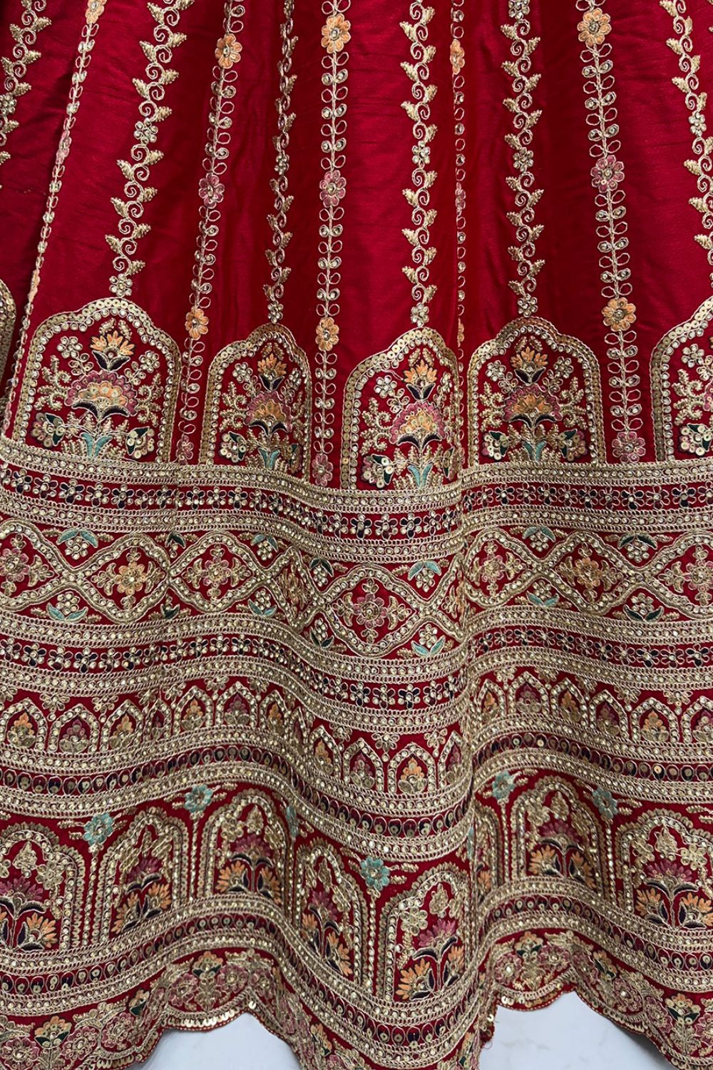 Red Silk Lehenga Choli - SFANJ3225