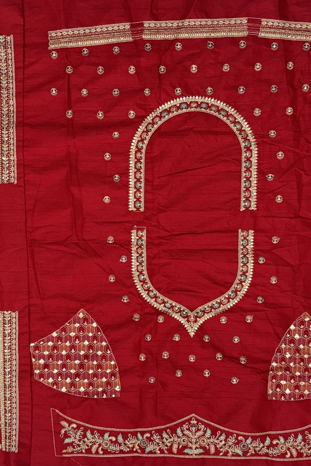 Red Silk Lehenga Choli - SFANJ3225