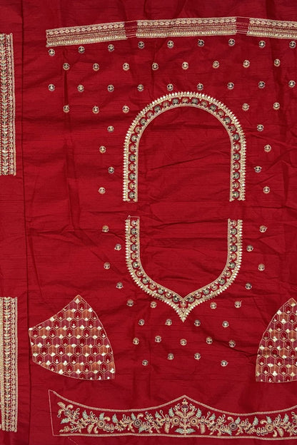 Red Silk Lehenga Choli - SFANJ3225