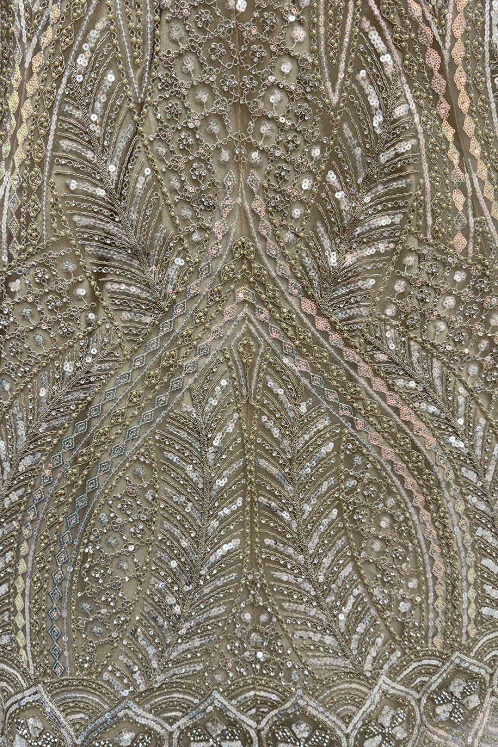 Beige Net Lehenga Choli - SFANJ3191