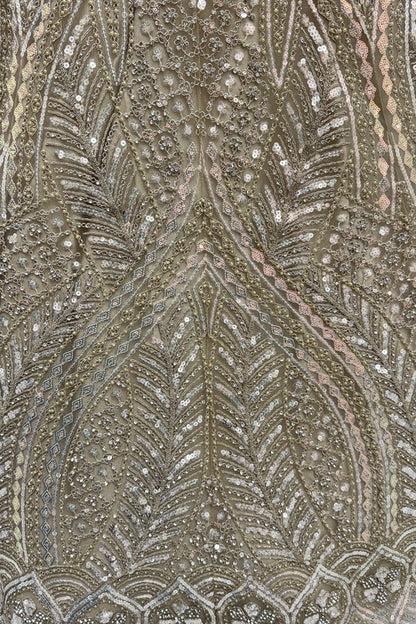 Beige Net Lehenga Choli - SFANJ3191