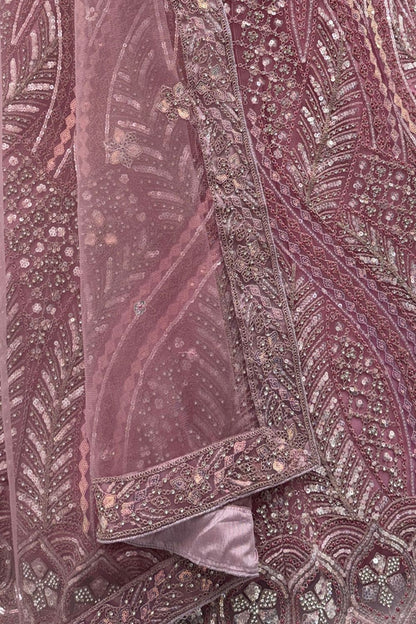 Pink Net Lehenga Choli - SFANJ3192