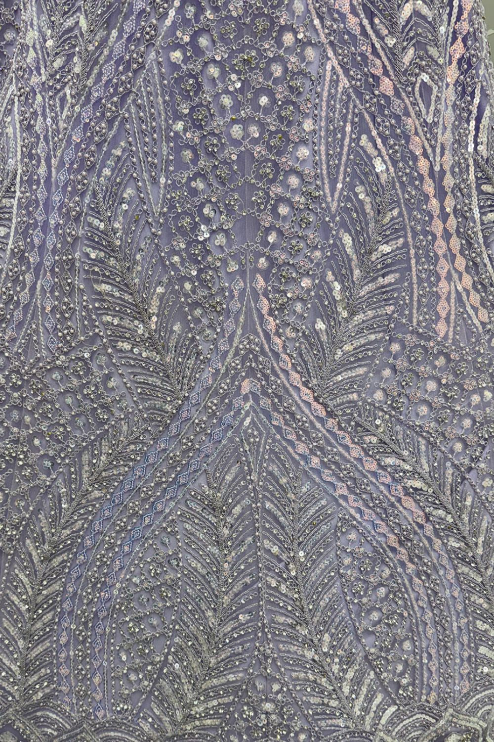 Purple Net Lehenga Choli - SFANJ3193