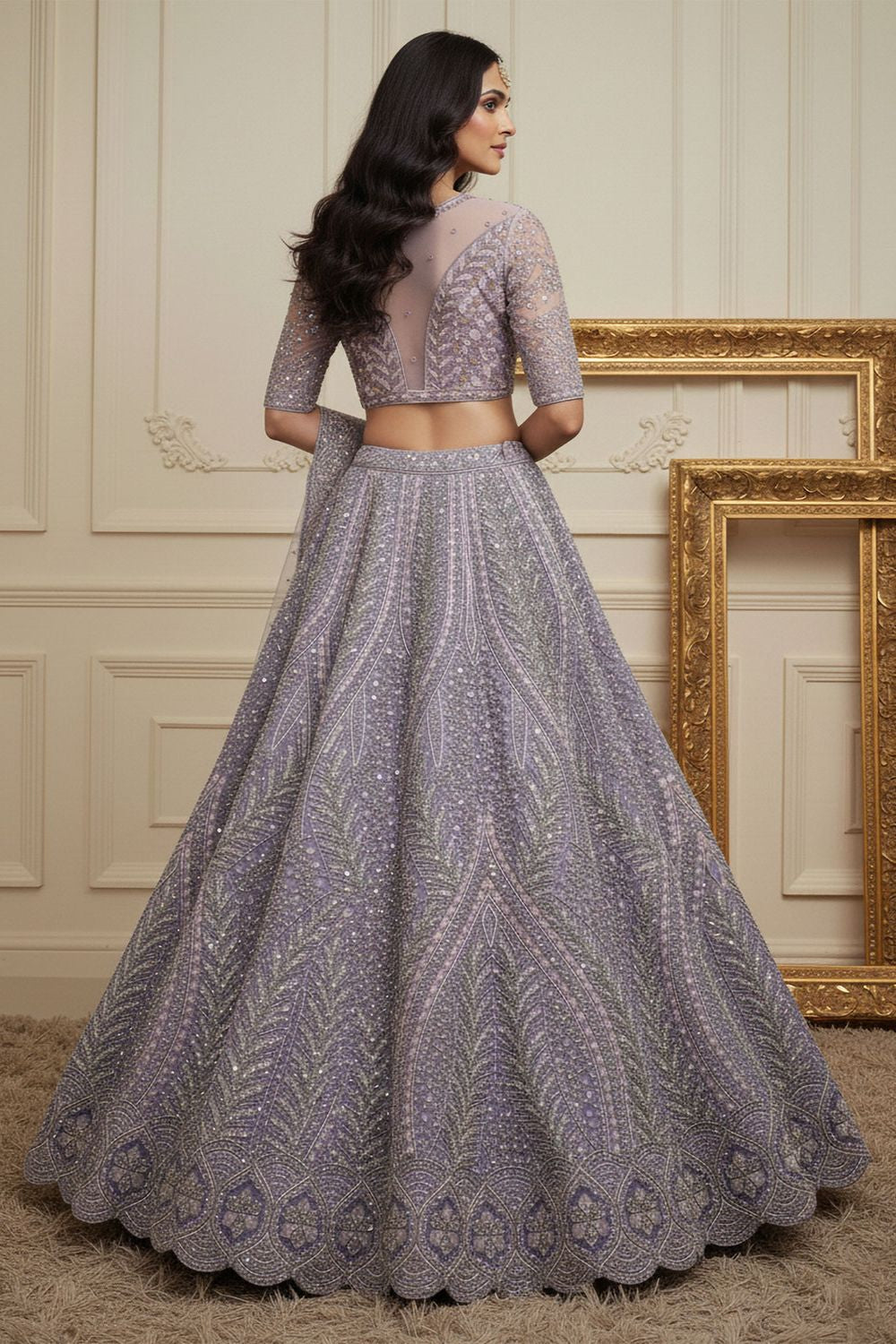 Purple Net Lehenga Choli - SFANJ3193