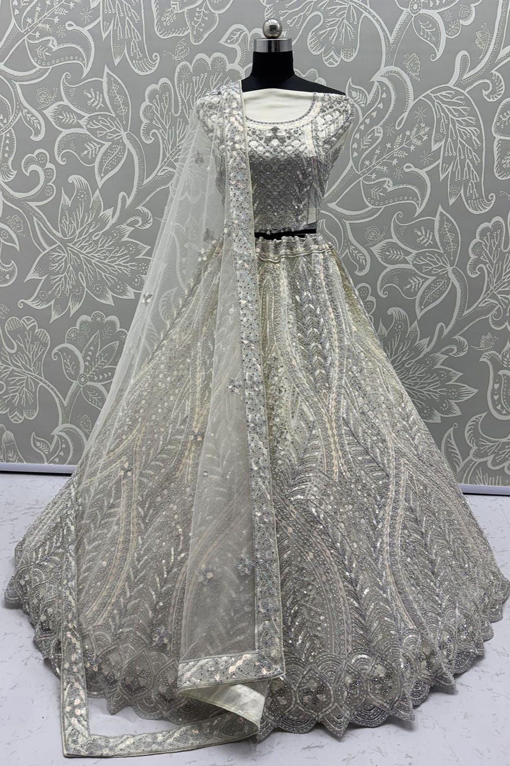 White Net Lehenga Choli - SFANJ3194
