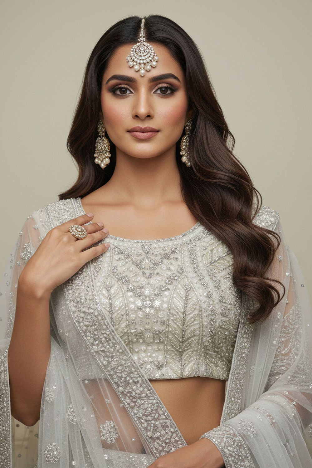 White Net Lehenga Choli - SFANJ3194