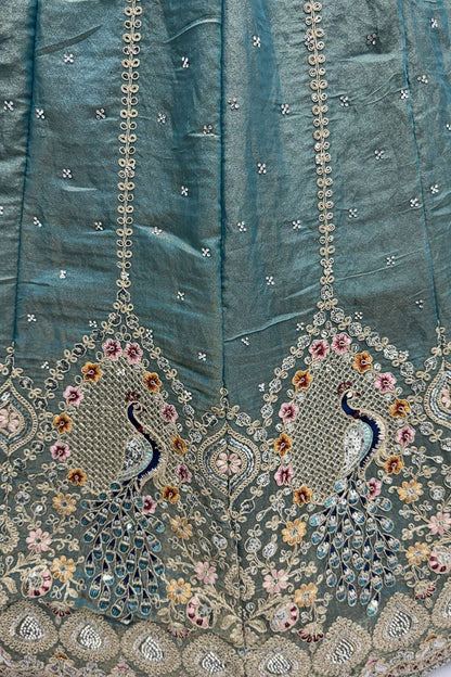 Grey Silk Lehenga Choli - SFANJ3195