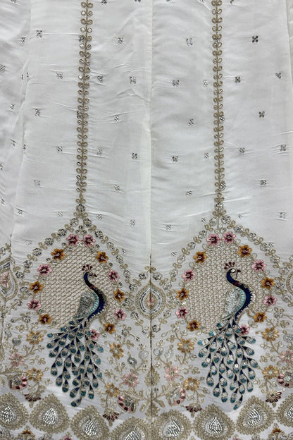 White Silk Lehenga Choli - SFANJ3196