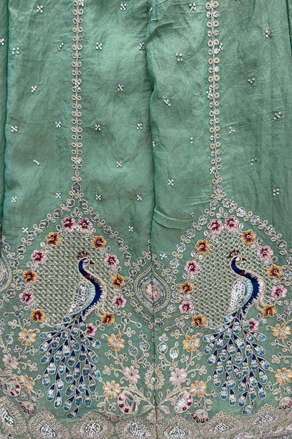 Green Silk Lehenga Choli - SFANJ3197