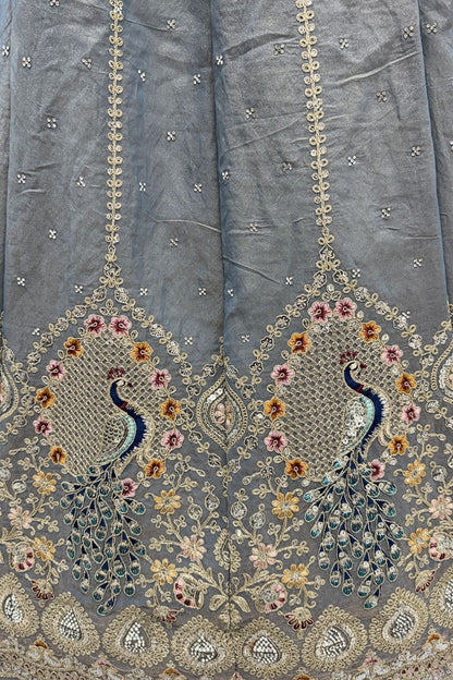 Grey Silk Lehenga Choli - SFANJ3198