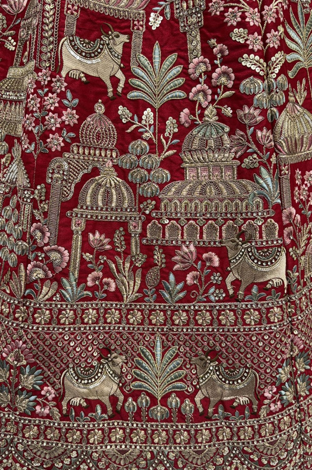 Hand Finished Luxury Red Silk Lehenga Choli SFANJ3229