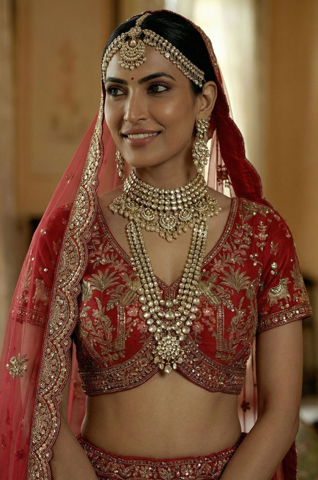 Hand Finished Luxury Red Silk Lehenga Choli SFANJ3229