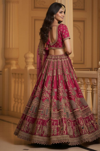 Pink Silk Lehenga Choli - SFANJ3226