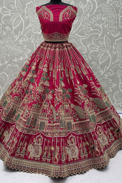 Pink Silk Lehenga Choli - SFANJ3226