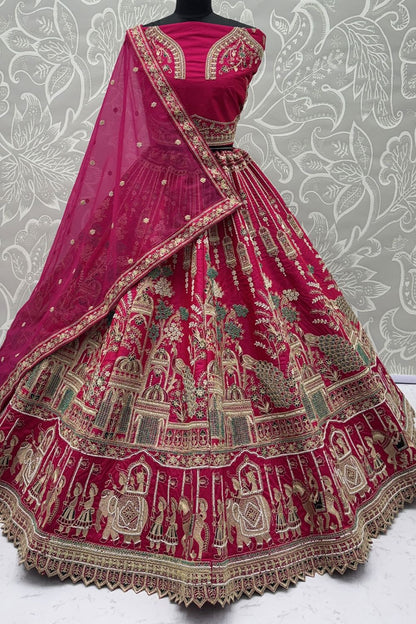 Pink Silk Lehenga Choli - SFANJ3226