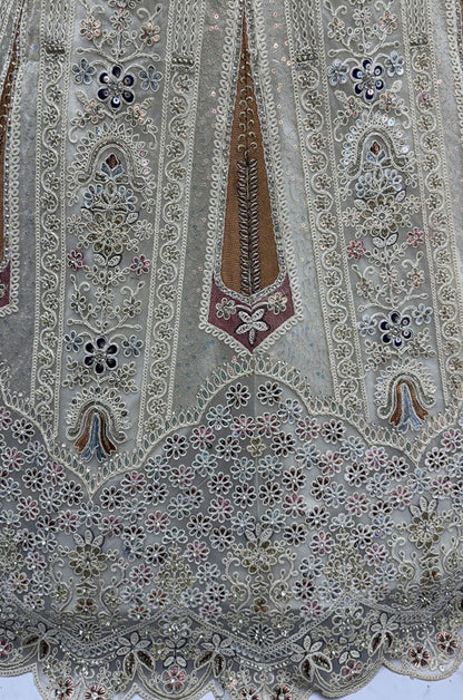 White Net Luminous Wedding Reception Lehenga Choli  SFANJ3238