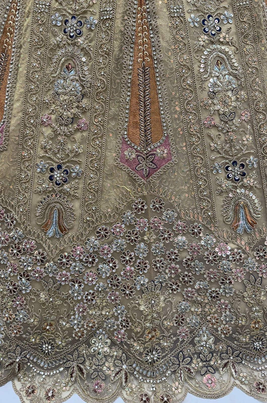 Golden Net Luminous Wedding Reception Lehenga Choli  SFANJ3239