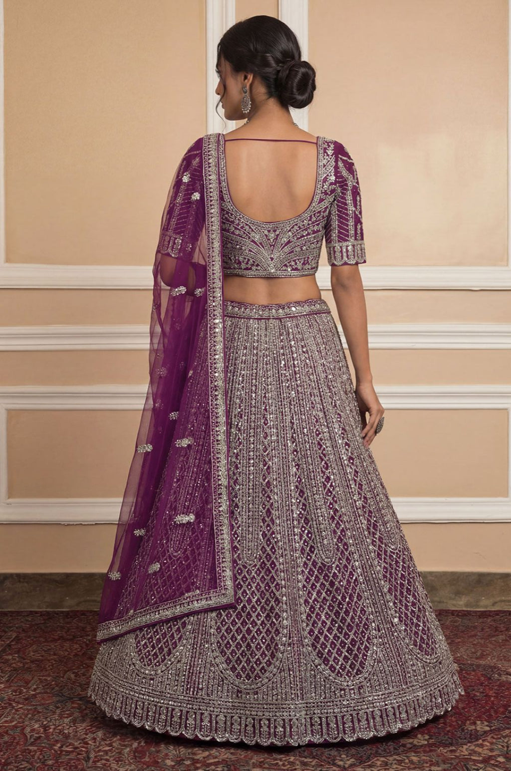 Purple Net Lehenga Choli - SFANJ3250