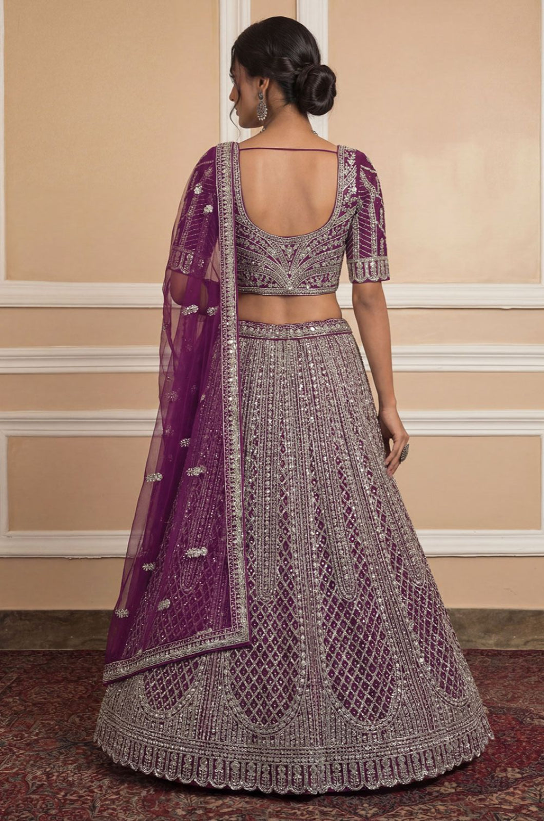 Purple Net Lehenga Choli - SFANJ3250
