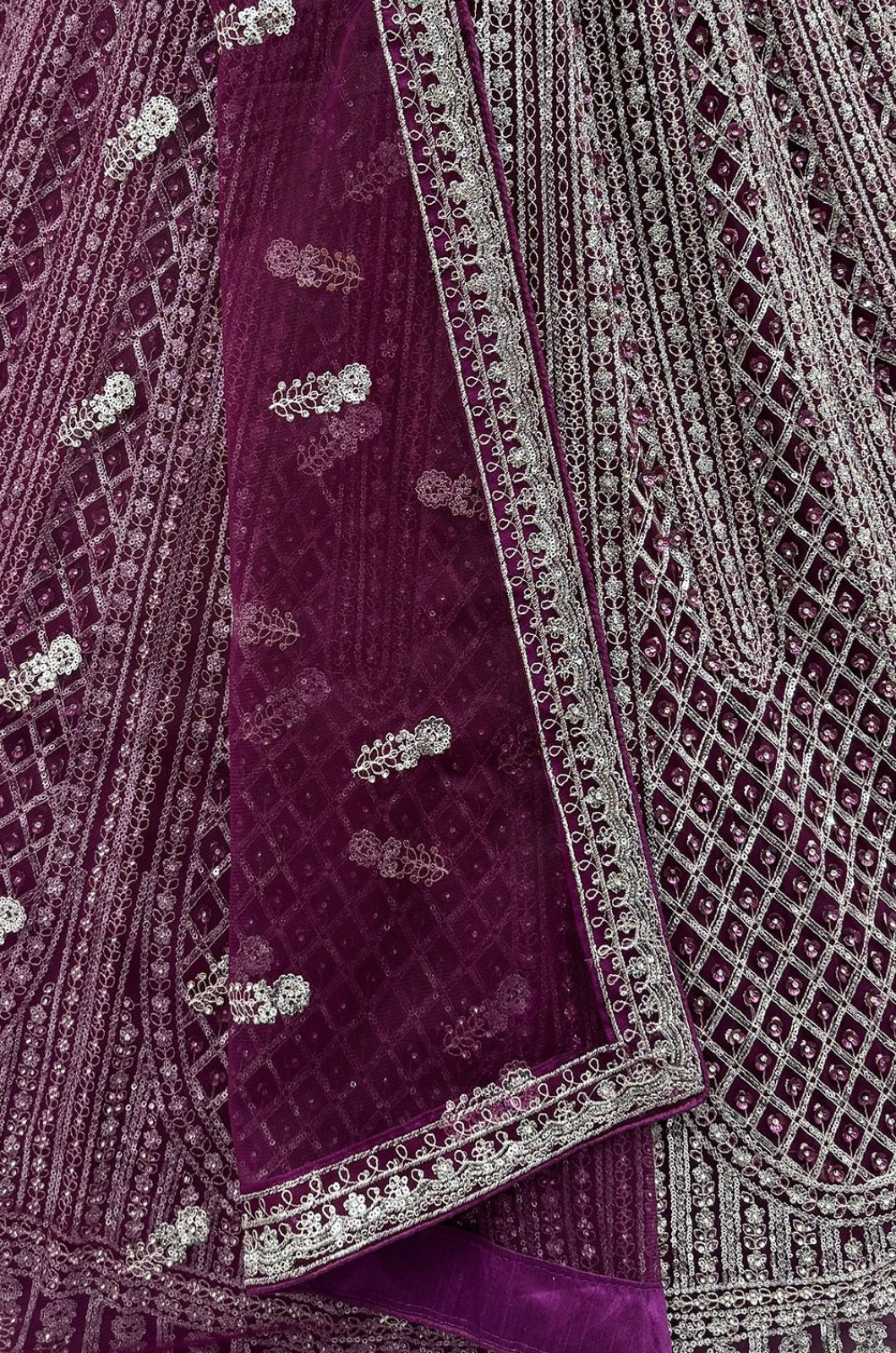 Purple Net Lehenga Choli - SFANJ3250