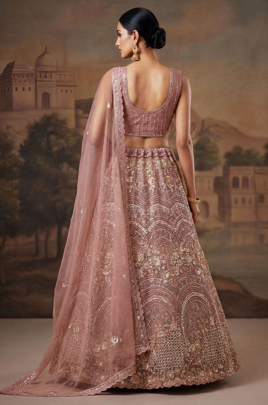 Pink Net Lehenga Choli - SFANJ3254