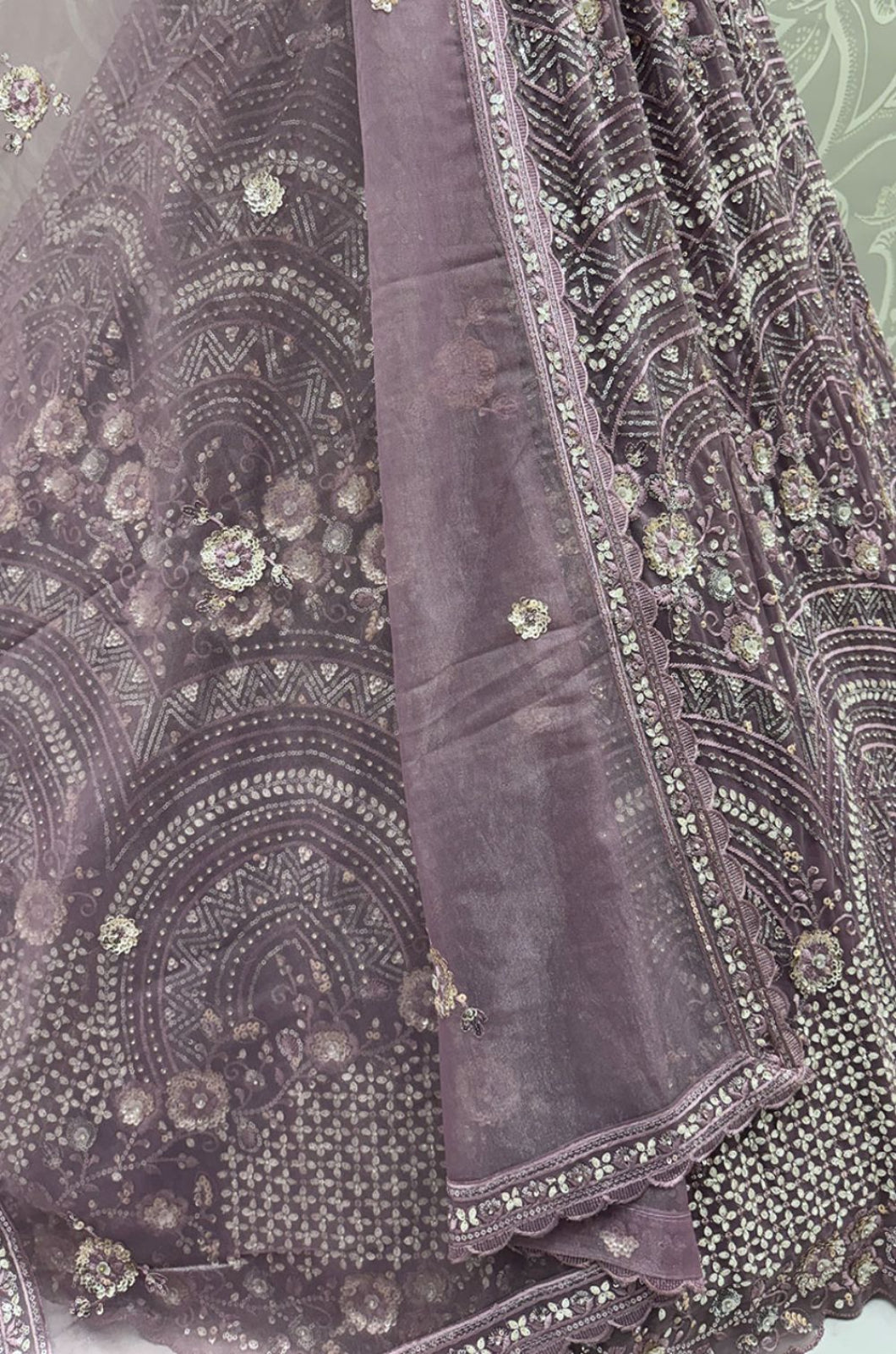 Purple Net Lehenga Choli - SFANJ3255