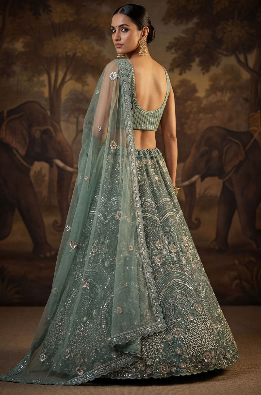 Blue Net Lehenga Choli - SFANJ3256