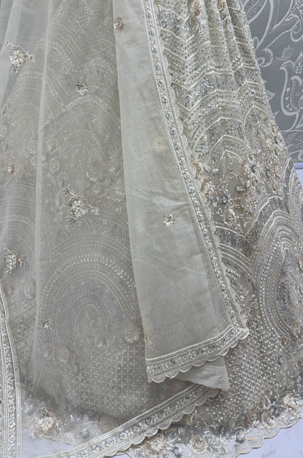 White Net Lehenga Choli - SFANJ3257