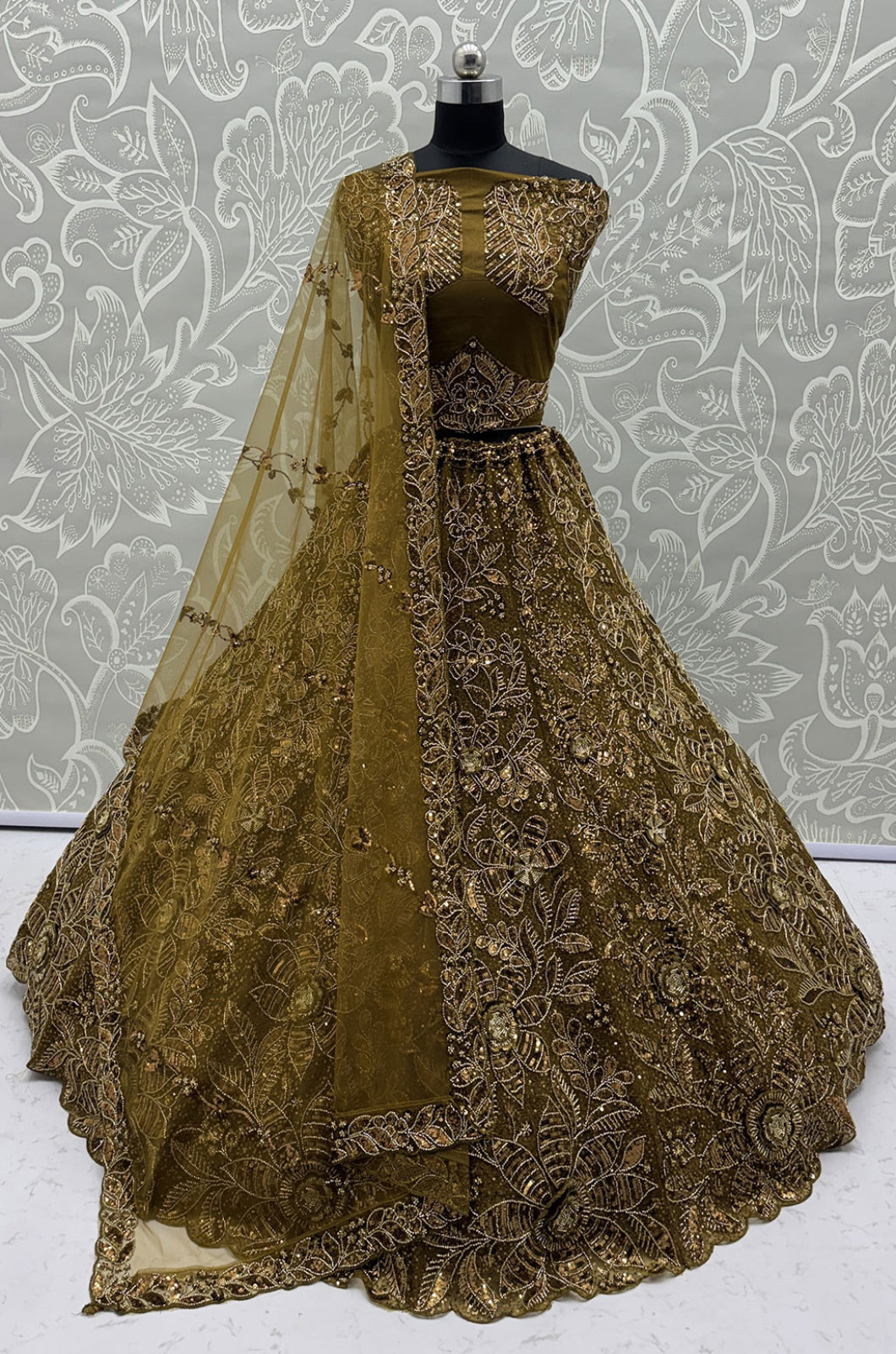 Golden Net Lehenga Choli - SFANJ3285