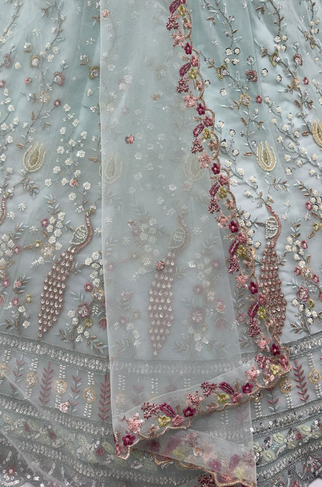 Blue Net Lehenga Choli - SFANJ3267