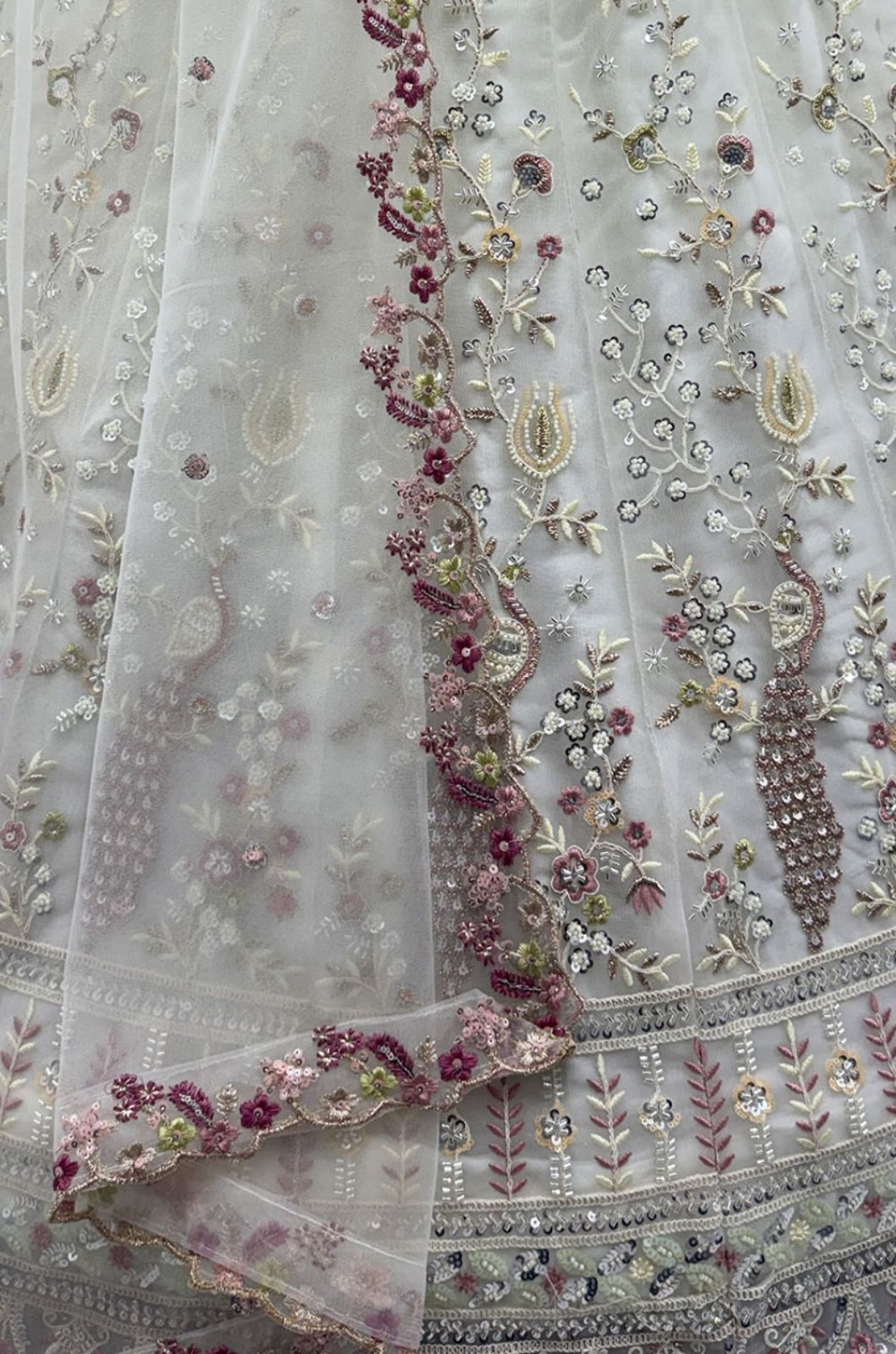 Off White Net Lehenga Choli - SFANJ3269