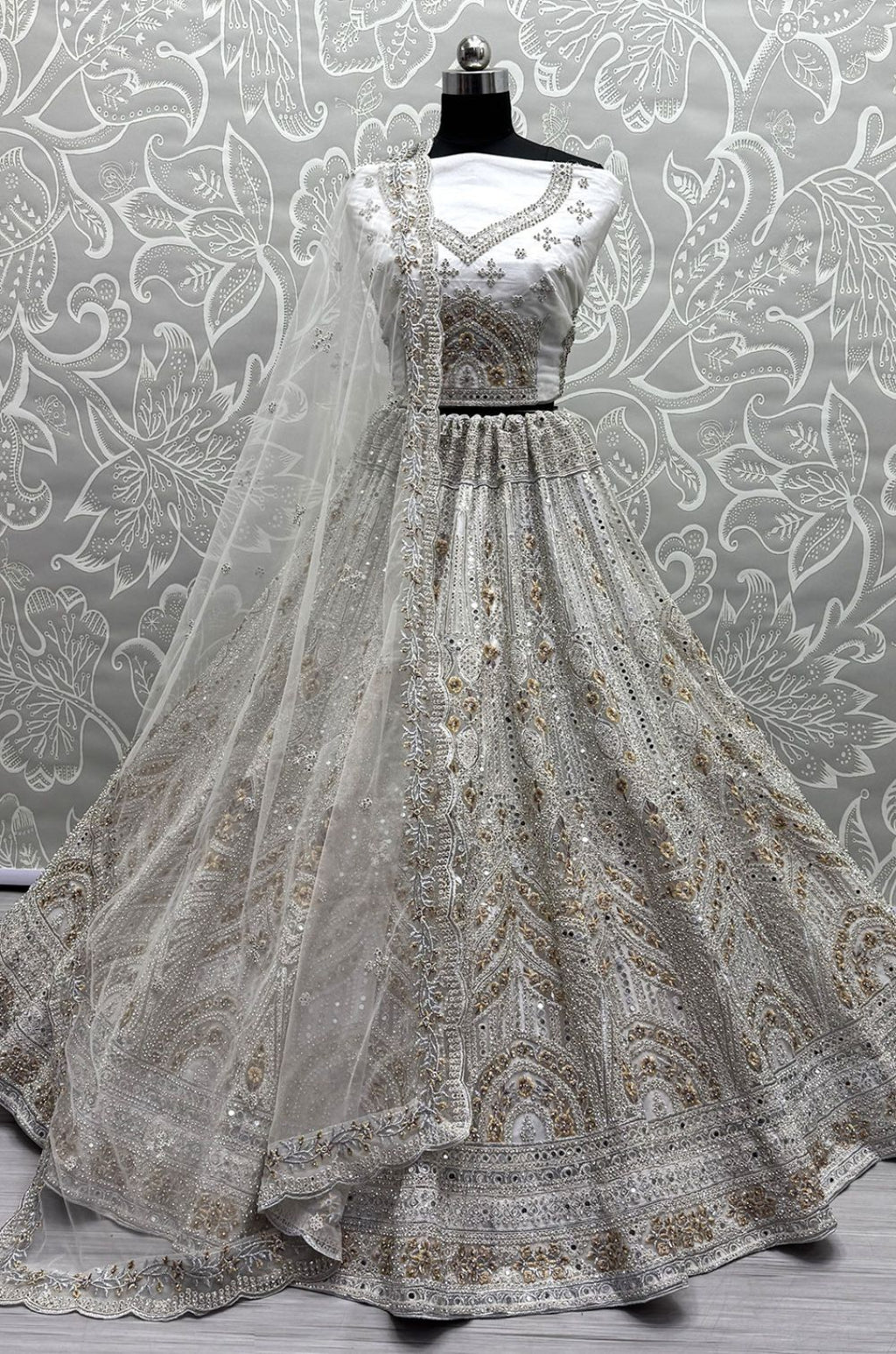 White Net Lehenga Choli - SFANJ3290