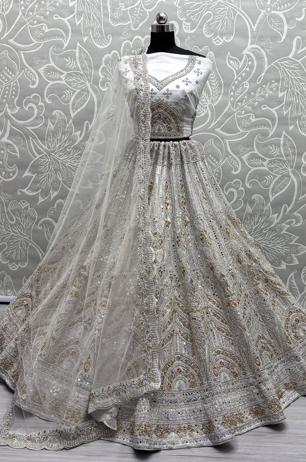White Net Lehenga Choli - SFANJ3290