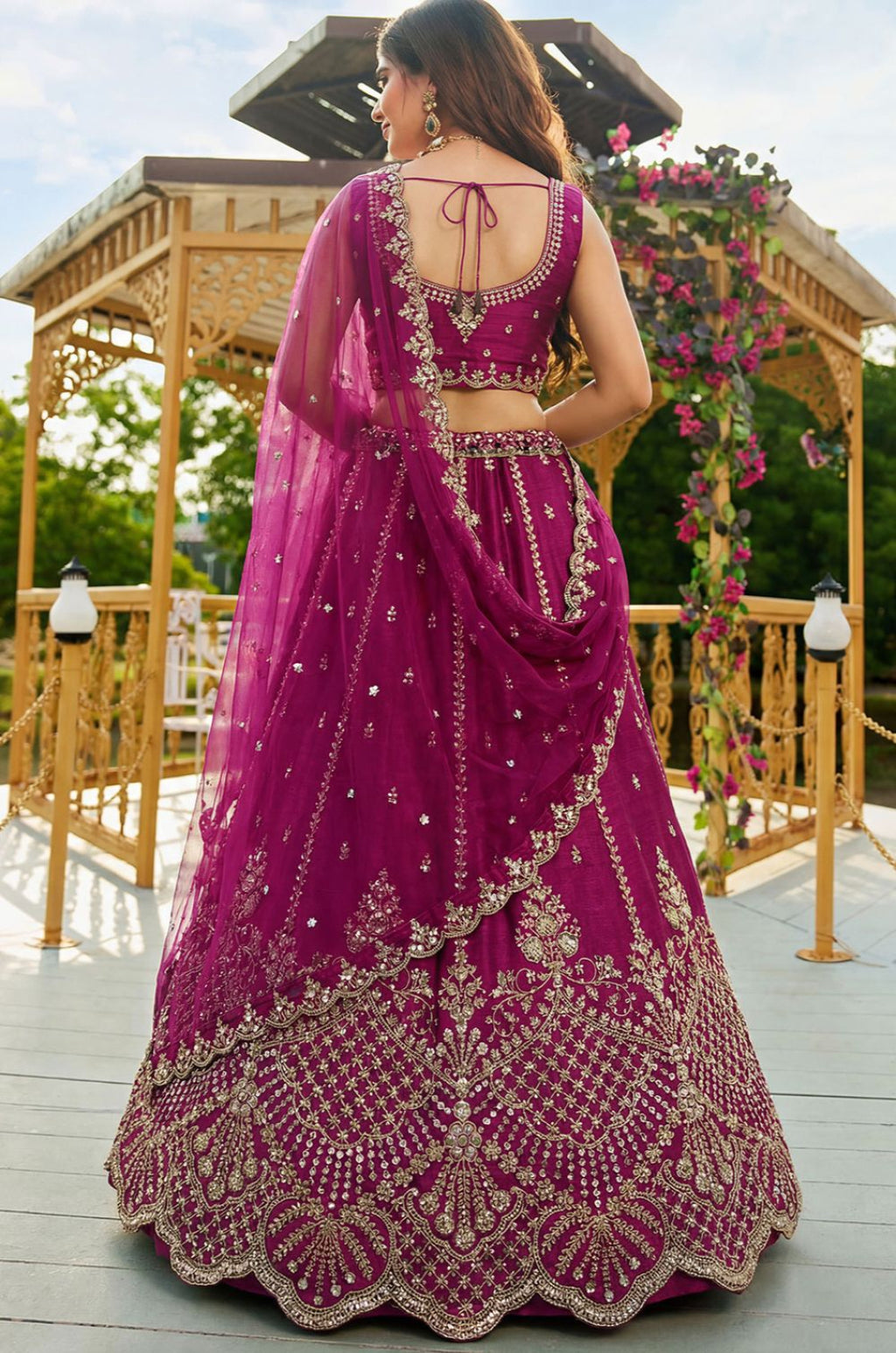 Rani Pink Satin Lehenga Choli - SFANJ3274